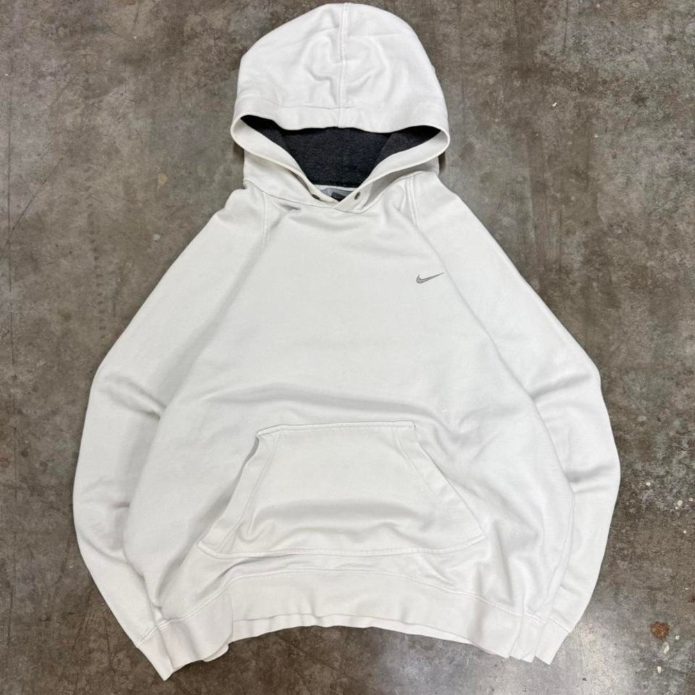 Vintage 90s Nike White‎ Hoodie with embroidered swoosh Size XL